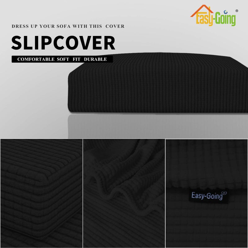 Easy-Going Stretch Cushion Cover Sofa Cushion Furniture Protector Sofa Seat Sofa slipcover Sofa Cover Soft Flexibility with Elastic Bottom(Chair Cushion,Black) - Image 3
